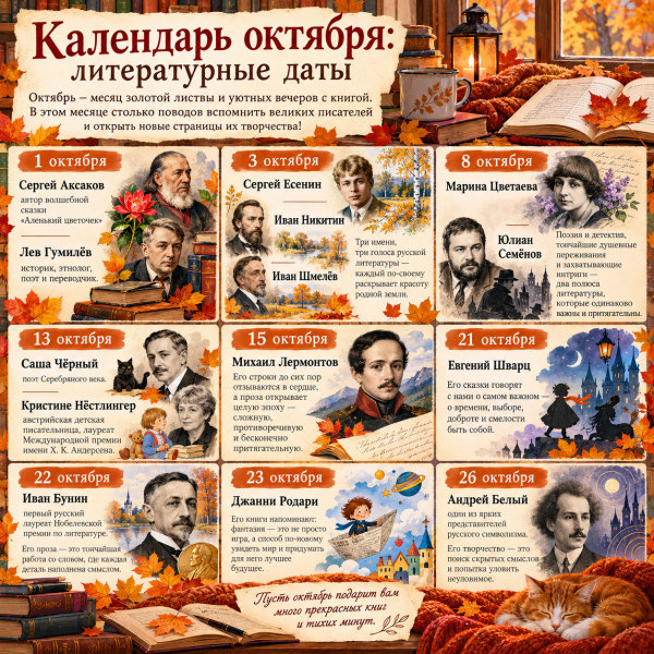 Календарь октября: литературные даты